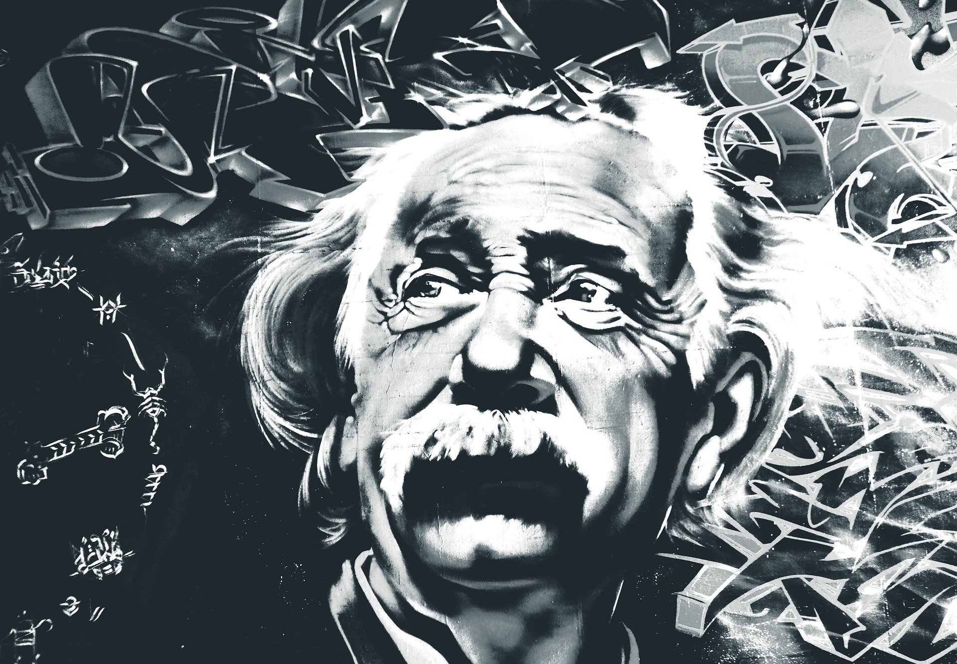 Graffiti drawing of Albert Einstein