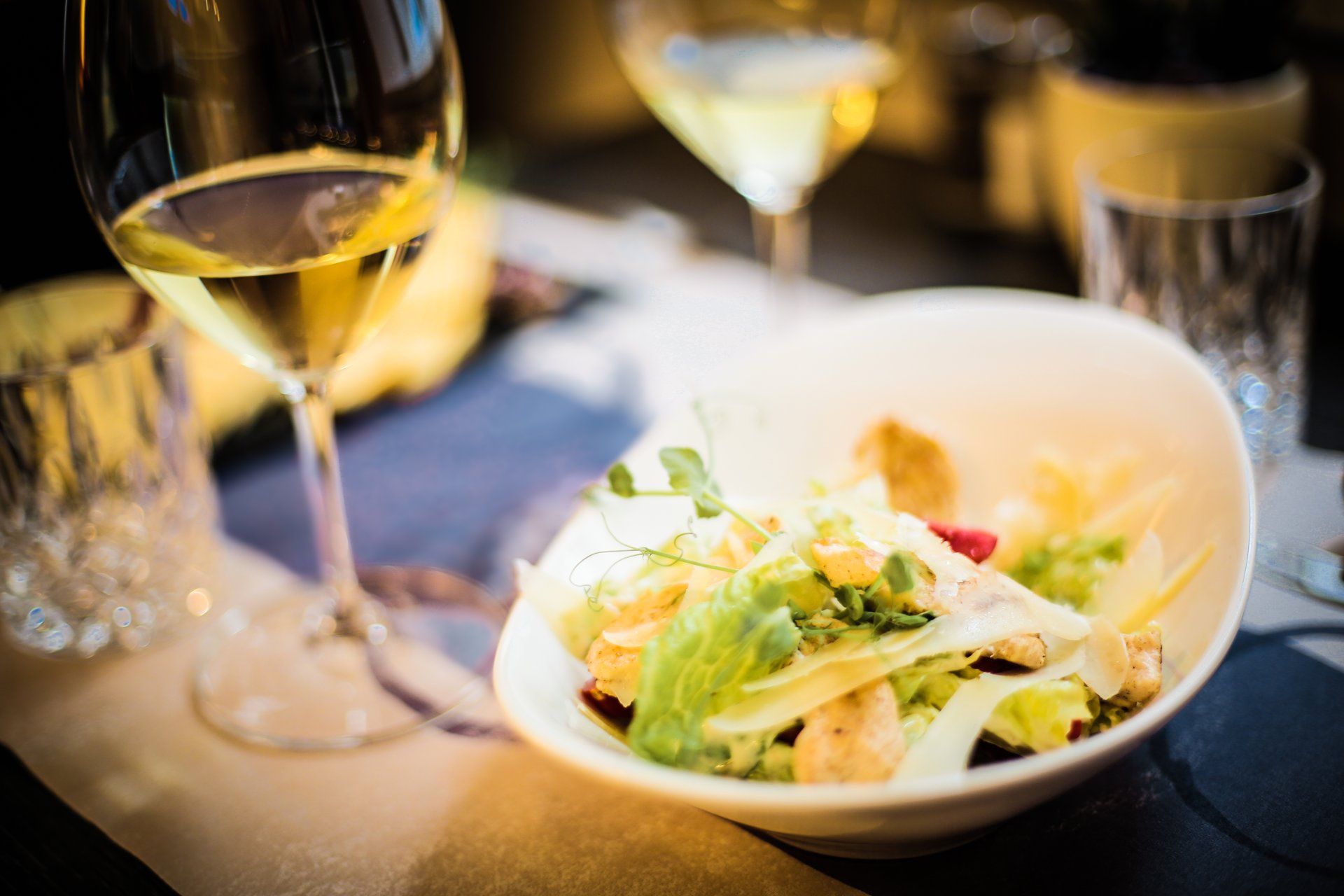 Fancy salad with white wine