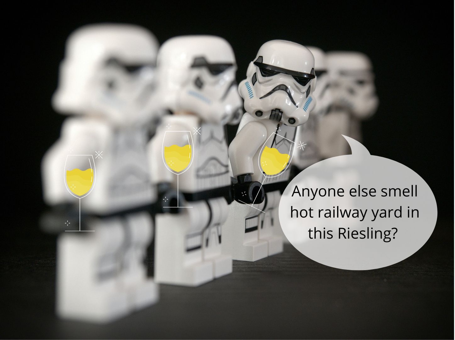 Stormtroopers with wine glasses; WSET Level 1 exam