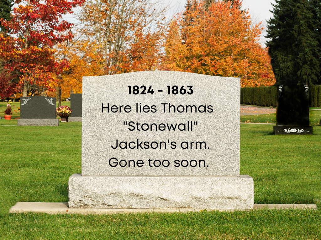 Thomas “Stonewall” Jackson arm tombstone