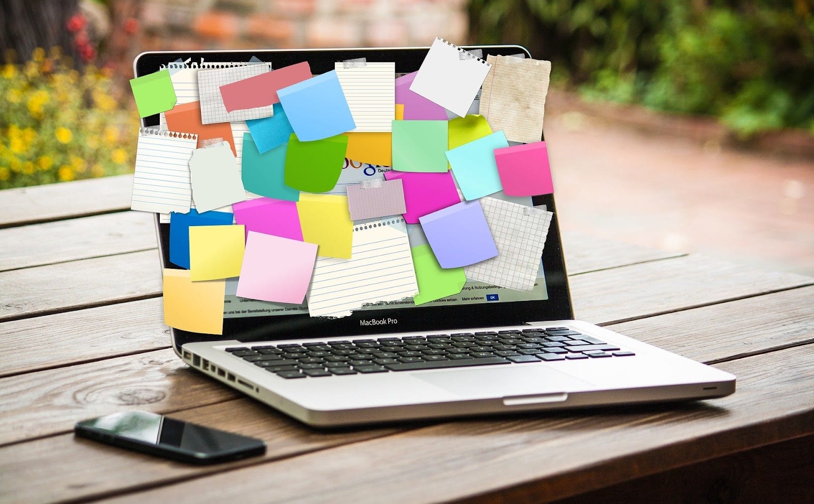 Laptop with post-it notes Bar exam study