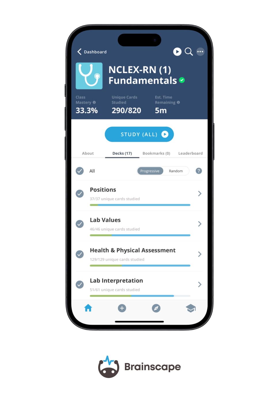 Brainscape's NCLEX nursing study app