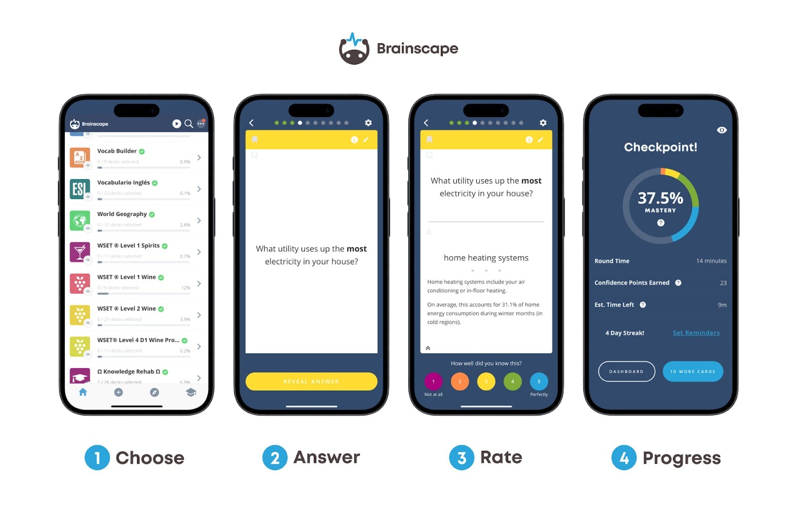 Brainscape flashcard mobile study experience