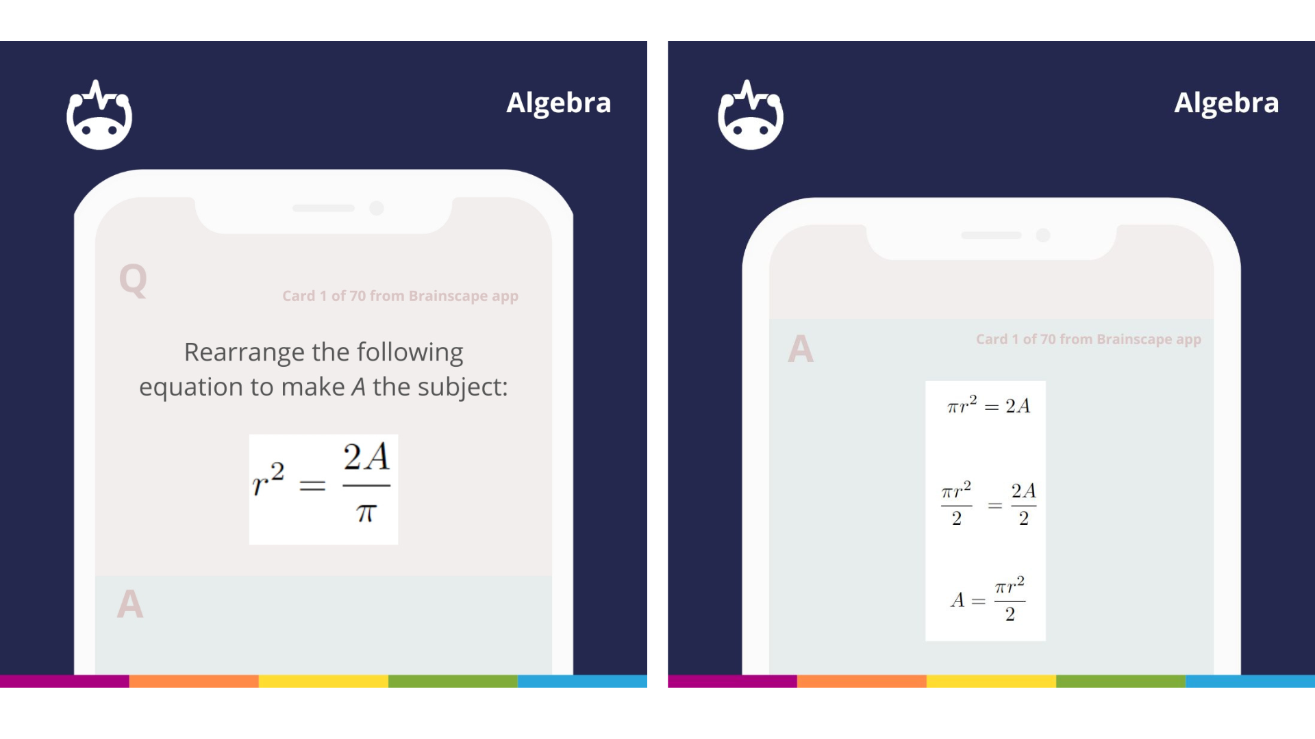 Using Brainscape flashcards to practice math skill